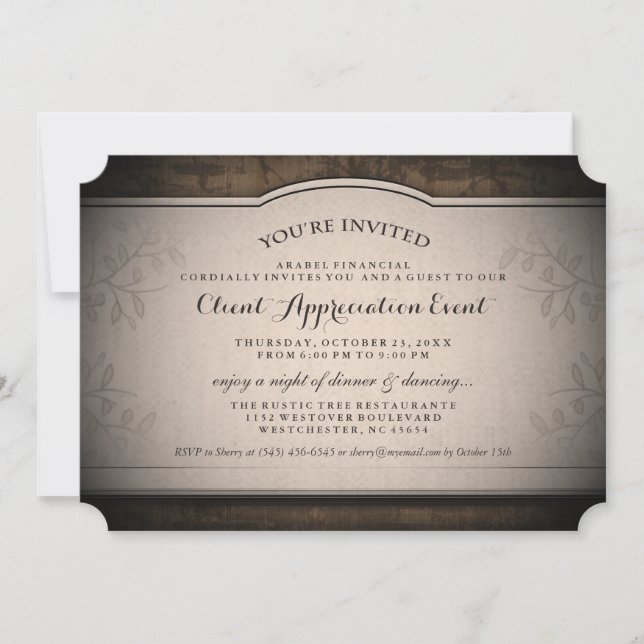 Client Appreciation Event Custom Rustic Invitation (Front)