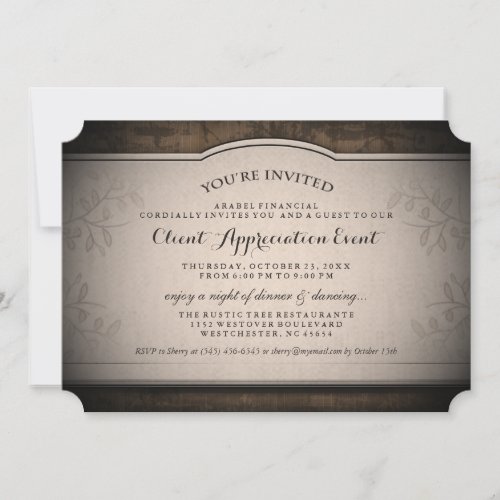 Client Appreciation Event Custom Rustic Invitation