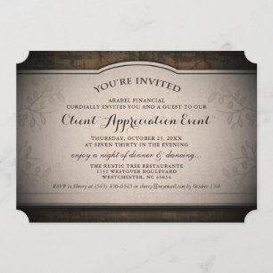 Client Appreciation Event Custom Rustic Invitation