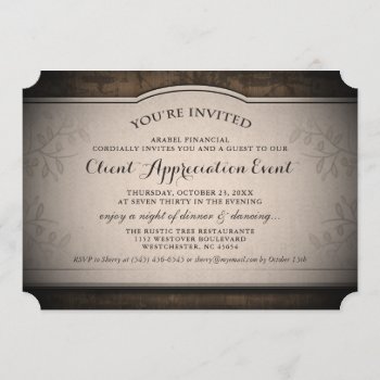 Client Appreciation Event Custom Rustic Invitation by juliea2010 at Zazzle