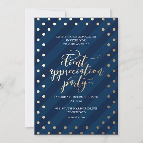 Client Appreciation Foil Navy Holiday Party Invita Invitation