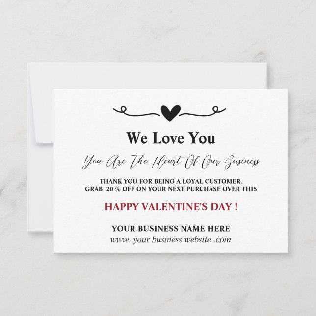  Client Customer Appreciation Valentine's Day  Thank You Card (Front)