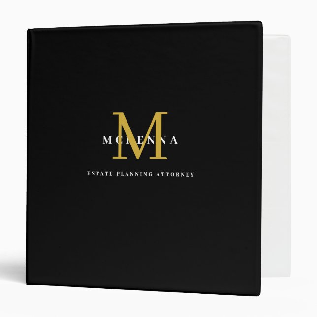 Client Paperwork Binder Black Gold Monogram (Front/Inside)
