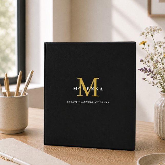 Client Paperwork Binder Black Gold Monogram (Creator Uploaded)