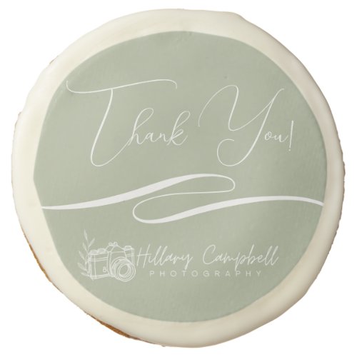 Client Thank You Gift Sage Green Business Logo Sugar Cookie