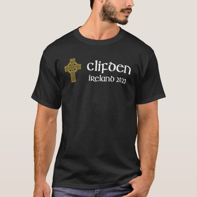 Clifden Galway Celtic Cross Ireland 2023 Gaelic &  T-Shirt (Front)