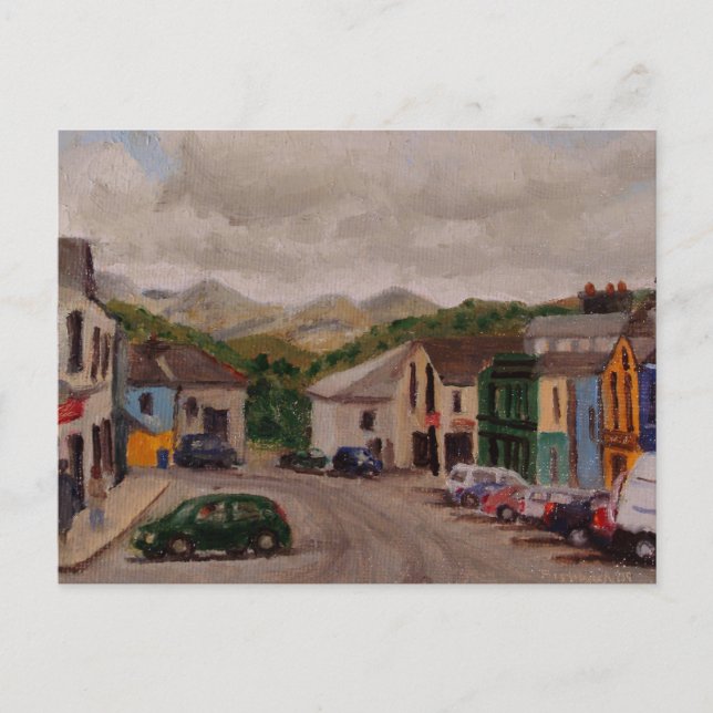 Clifden Ireland Cityscape Impressionistic Painting Postcard (Front)