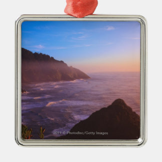 Cliff Coastal View In Oregon at Sunset Metal Ornament