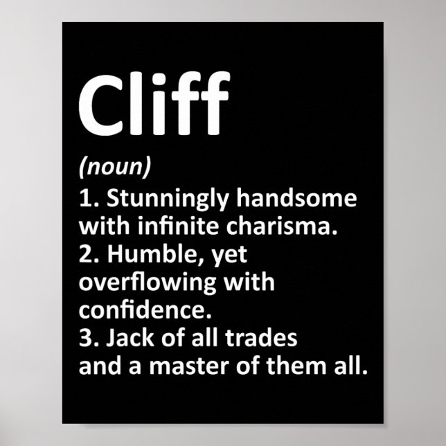 Cliff Definition Personalized Name Funny Birthday  Poster (Front)