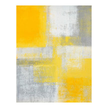 'Cliff' Gray and Yellow Abstract Art Poster Print