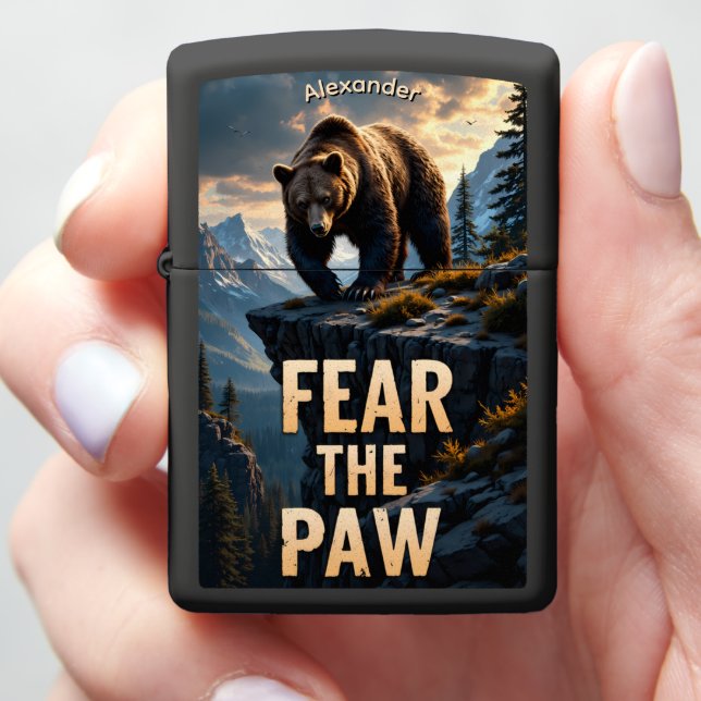 Cliff Grizzly Fear The Paw Zippo Lighter (In Hand)