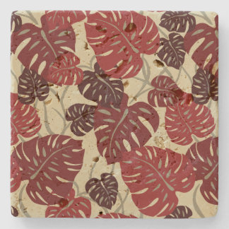 Cliff Hanger Hawaiian Leaf Print Tiki Bar Coasters
