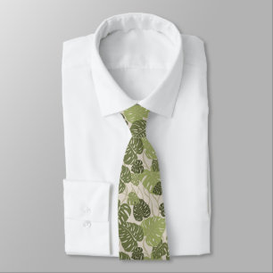 Cliff Hanger Hawaiian Monstera Leaf 2-sided Print Neck Tie