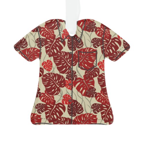 Cliff Hanger Hawaiian Monstera Leaf Aloha Shirt Ornament