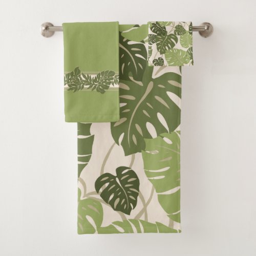 Cliff Hanger Hawaiian Monstera Leaf Coordinates Bath Towel Set