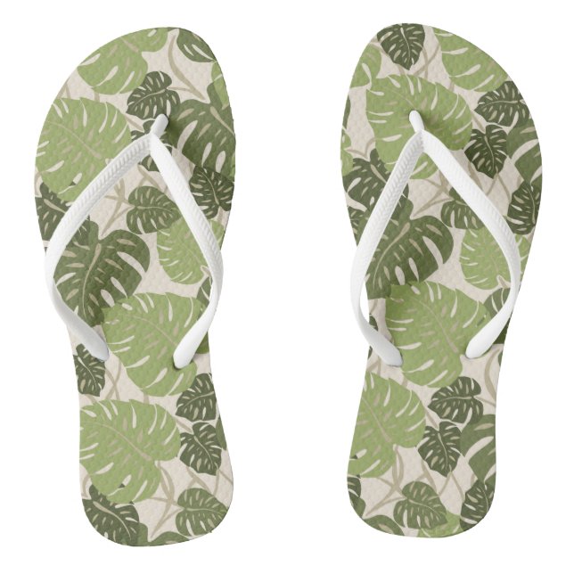 Cliff Hanger Hawaiian Monstera Leaf Flip Flops (Footbed)