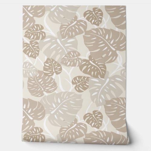 Cliff Hanger Hawaiian Monstera Leaf  _ Natural Wallpaper