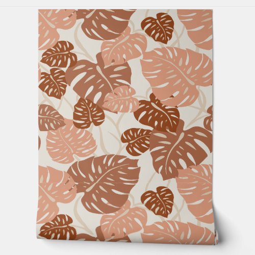 Cliff Hanger Hawaiian Monstera Leaf  _ Spice Wallpaper