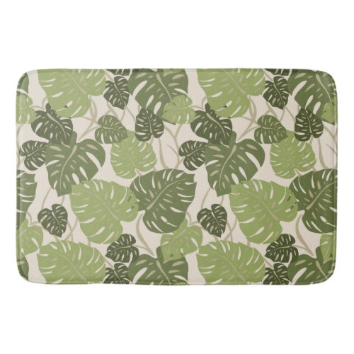 Cliff Hanger Hawaiian Tropical Monstera Leaf Bathroom Mat