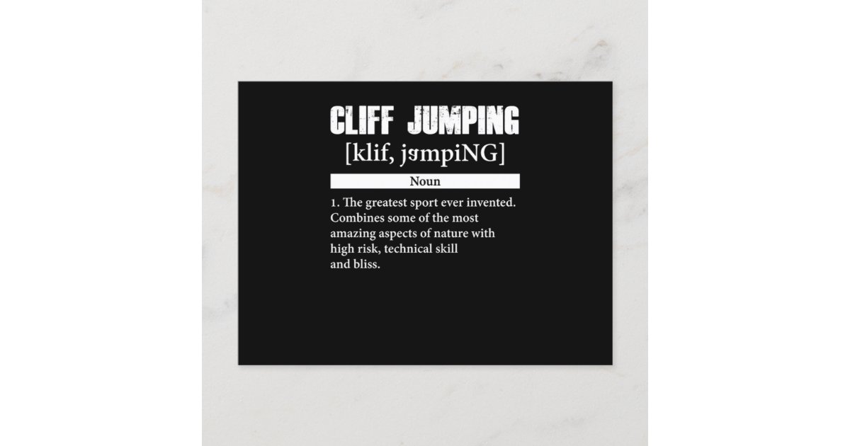 Cliff Jumping Definition Cliff Diving Gift Postcard Zazzle