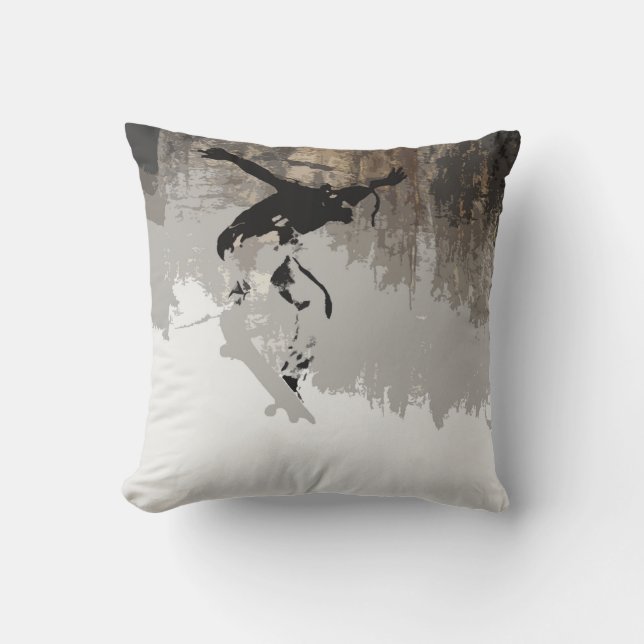 Cliff Jumping- Skateboarder  Throw Pillow (Front)