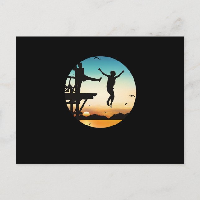 Cliff Jumping Sunset Cliff Jump Cliff Diving Gift Postcard (Front)