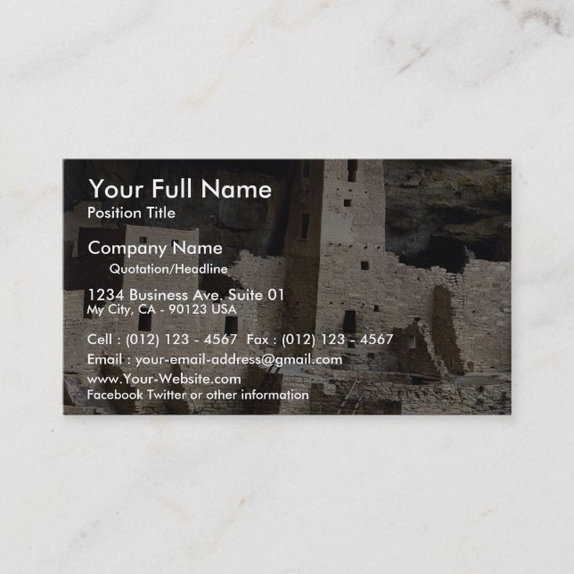 Cliff Palace, Mesa Verde, Colorado, USA Business Card (Front)