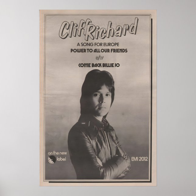 CLIFF RICHARD - 1972 Poster original NME - Power (Front)