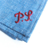 Cliff Solid Claret Red Pocket Square (Monogram Detail)
