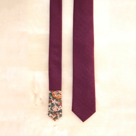 Cliff -  Solid Claret Red Wool Skinny Necktie