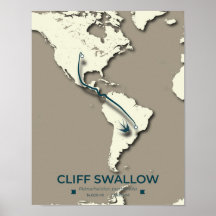 Cliff Swallow Migration Map – Minimalist Vintage