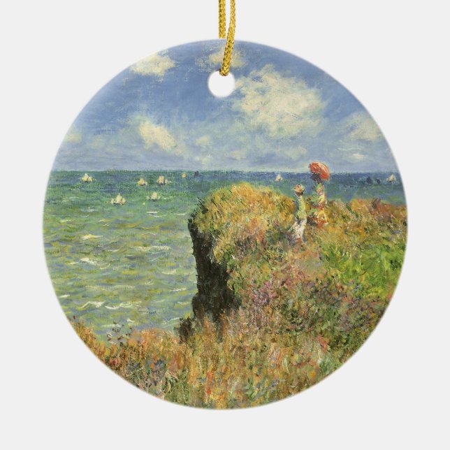 Cliff Walk at Pourville by Claude Monet Ceramic Ornament (Front)