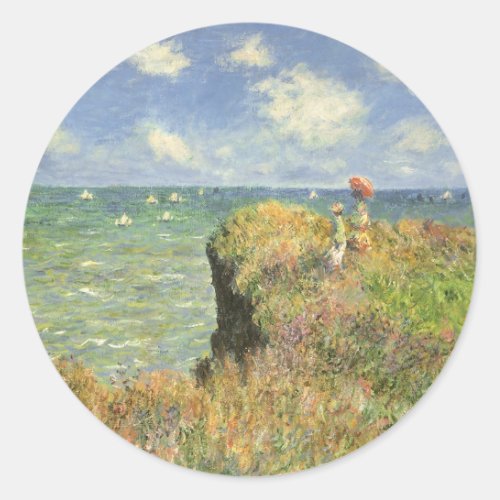 Cliff Walk at Pourville by Claude Monet Classic Round Sticker