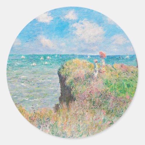 Cliff Walk at Pourville by Claude Monet Classic Round Sticker