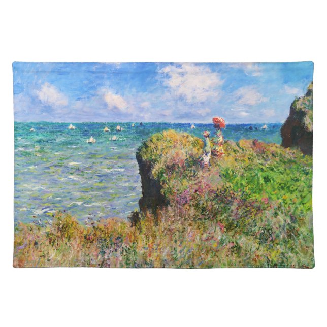 Cliff Walk at Pourville by Claude Monet Cloth Placemat (Front)