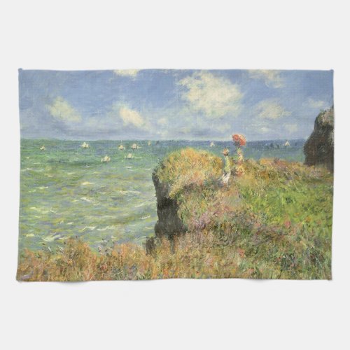 Cliff Walk at Pourville by Claude Monet Kitchen Towel