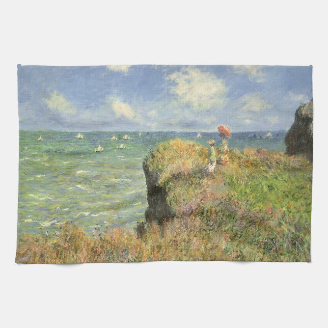 Cliff Walk at Pourville by Claude Monet Kitchen Towel (Horizontal)