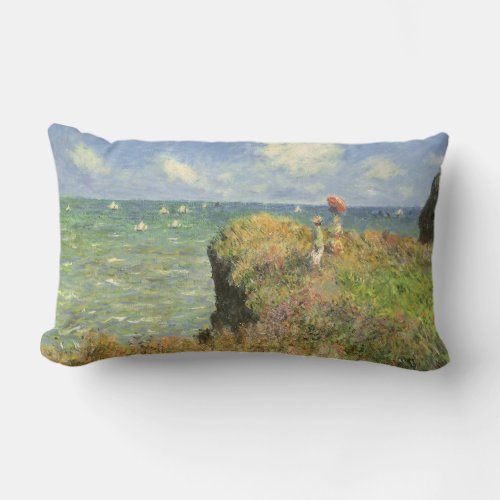 Cliff Walk at Pourville by Claude Monet Lumbar Pillow