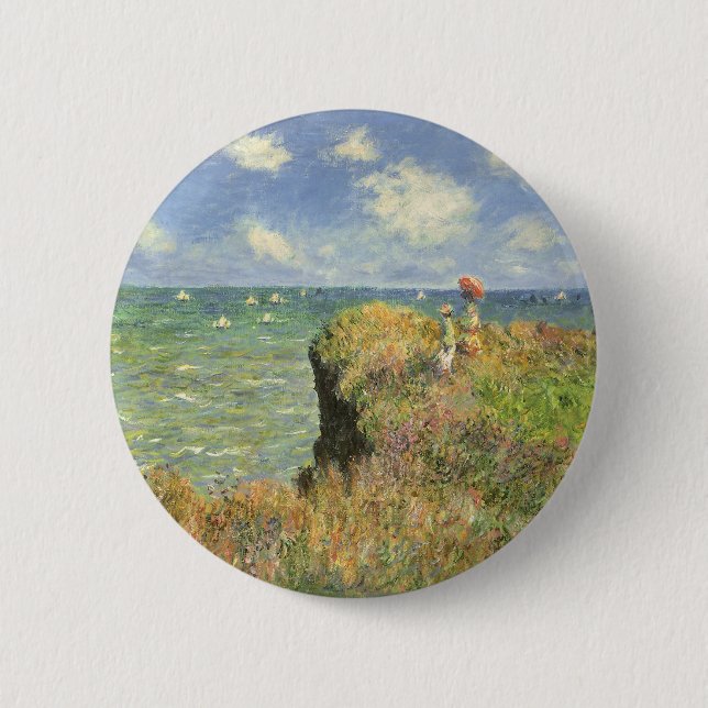 Cliff Walk at Pourville by Claude Monet Pinback Button (Front)