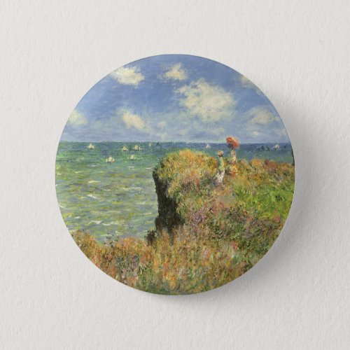 Cliff Walk at Pourville by Claude Monet Pinback Button