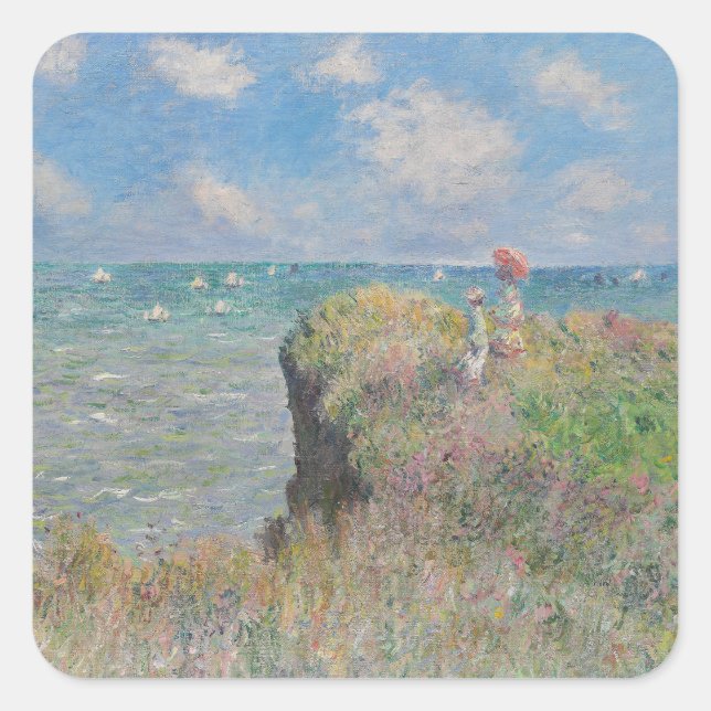 Cliff Walk at Pourville Monet Square Sticker (Front)