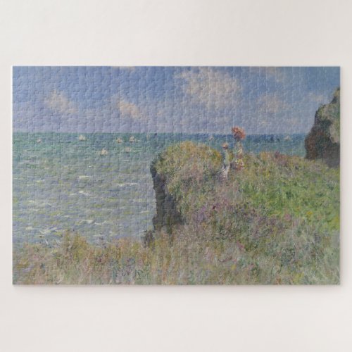 Cliff Walk at Pourville Vintage Art by Monet Jigsaw Puzzle