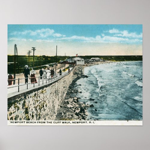 Cliff Walk Newport RI Vintage Poster