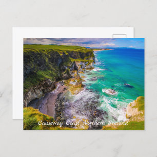 Cliffs and Turquoise Sea Northern Ireland Postcard