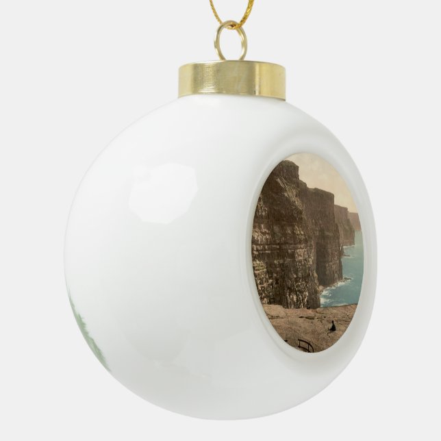 Cliffs at Moher, County Clare, Ireland Ceramic Ball Christmas Ornament (Left)