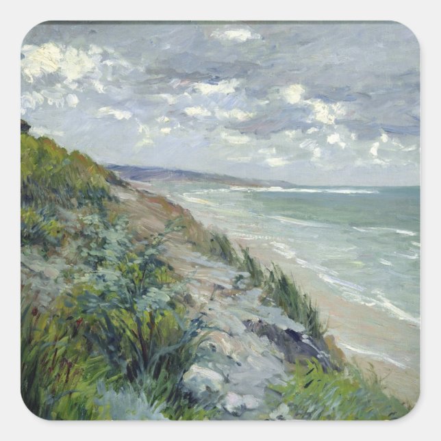 Cliffs by the sea at Trouville Square Sticker (Front)