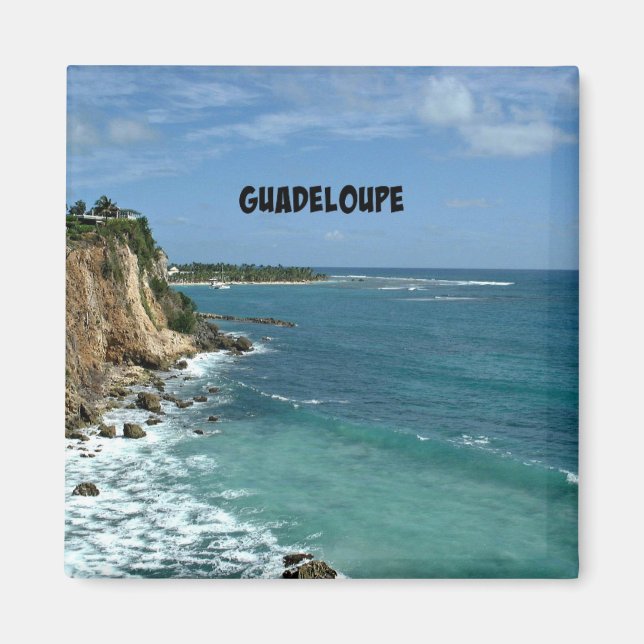 Cliffs in Guadeloupe, Labeled Magnet (Front)