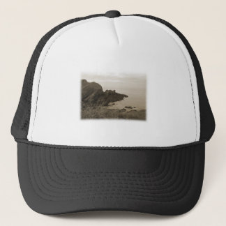 Cliffs in sepia color. On White Background. Trucker Hat