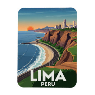 Cliffs of Lima Peru Travel Magnet