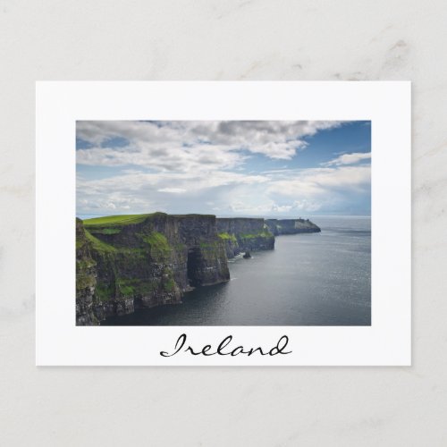 Cliffs of Moher in Ireland white text postcard